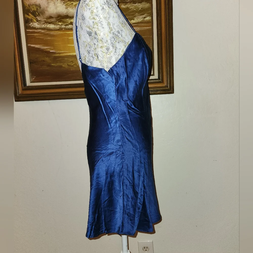 Vintage Pure Silk 1990s Victorias Secret  Royal Blue Slip Dress - Picture 9 of 16